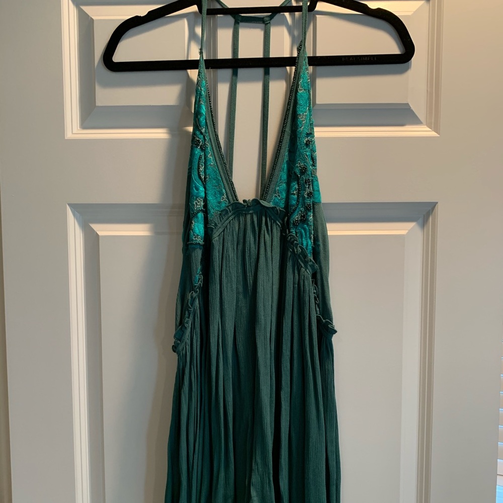 Free people green beaded dress